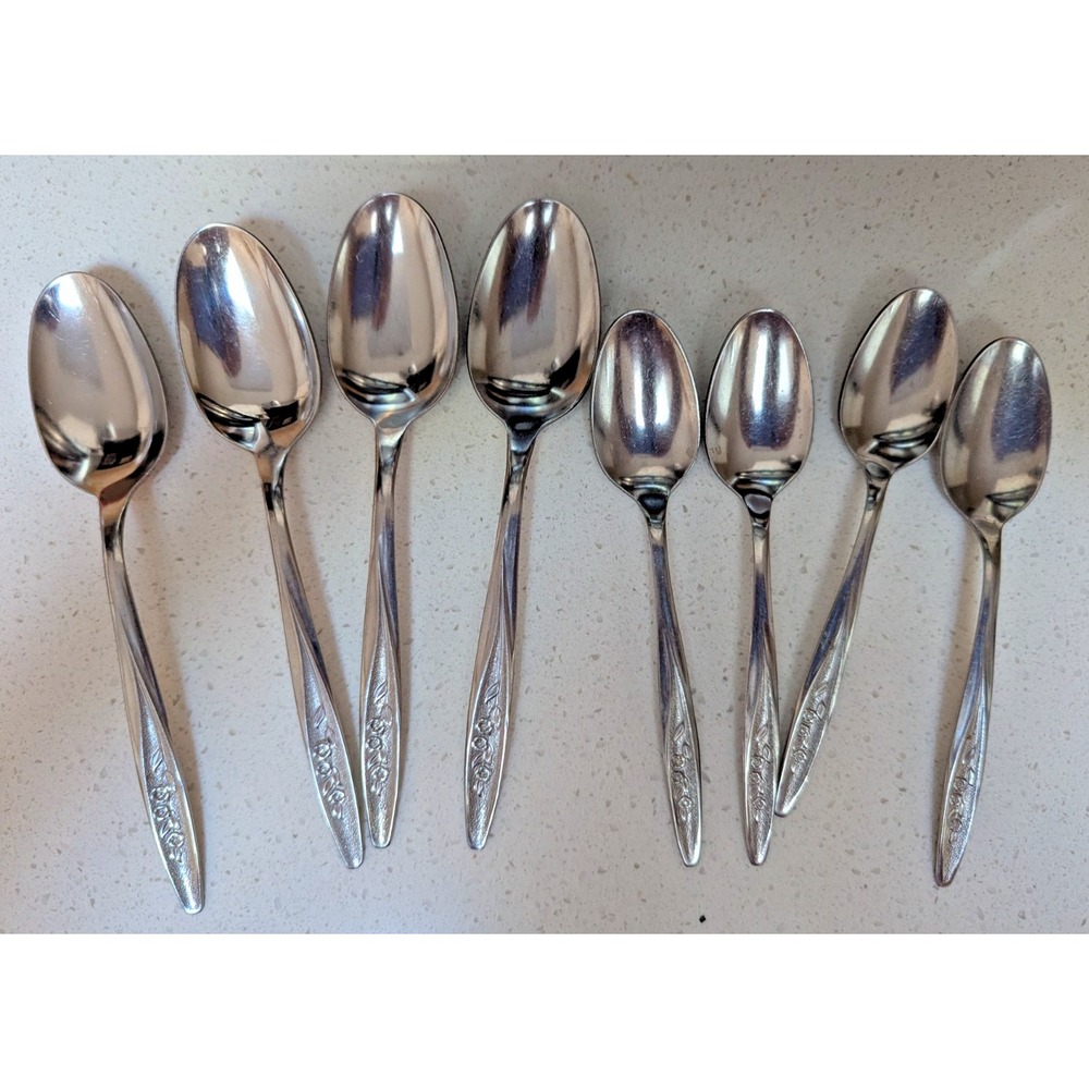 Superior Stainless Vintage 8 utensils 4 tea spoons 4 tablespoons Radiant Rose